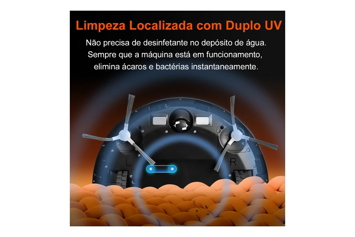 Aspirador robô Abir K30 acoplado na estação de esvaziamento automático branca de 3.2L