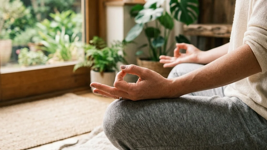 Mulher praticando meditação mindfulness para diminuir a ansiedade no dia a dia